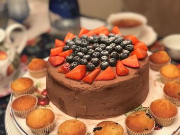 High angle view of cake on table