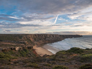 Scenic view of sea against sky during sunset