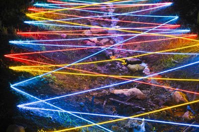 Close-up of light trails at night