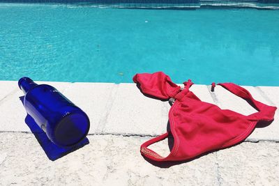 High angle view of swimming pool at beach
