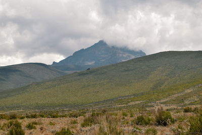 Mawenzi peak against a cloudy sky, mount kilimanjaro, tanzania