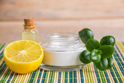 Spa and aromatherapy products with lemon oil. relax and alternative medicine. eco cosmetics.
