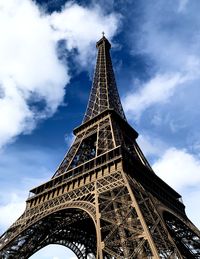 Low angle view of eiffel tower against sky