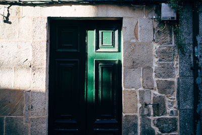 Closed door of house