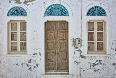Closed door of old building
