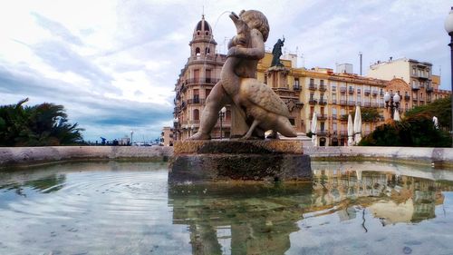 Fountain against sky