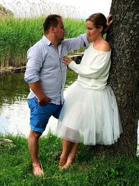 Young couple standing outdoors