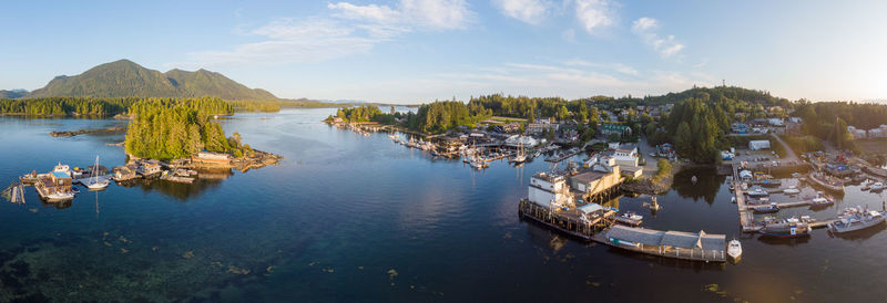 Panoramic view of lake against sky