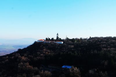 Scenic view of mountains against clear sky