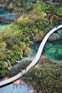 High angle view of bridge over river