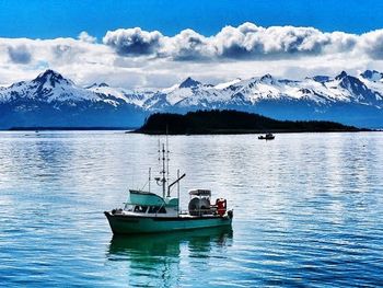 Scenic view of lake against sky