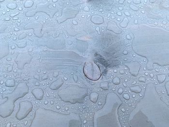 Full frame shot of raindrops on window