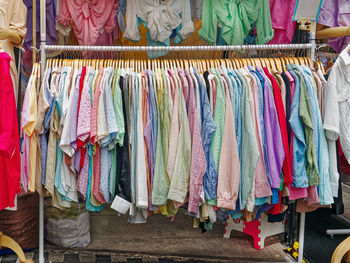Full frame shot of multi colored clothes for sale