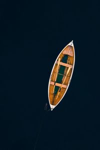 Directly above shot of abandoned boat on calm sea