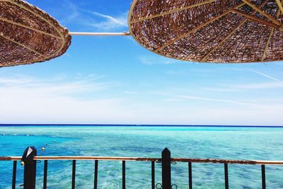 Scenic view of sea against blue sky