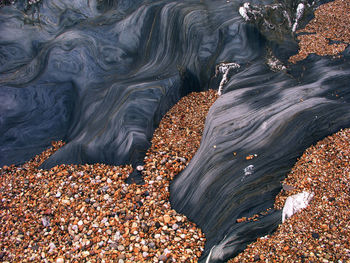 High angle view of rocks in sea