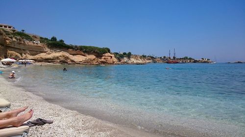 Scenic view of sea against clear sky