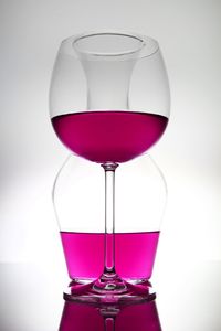 Close-up of wineglasses against white background