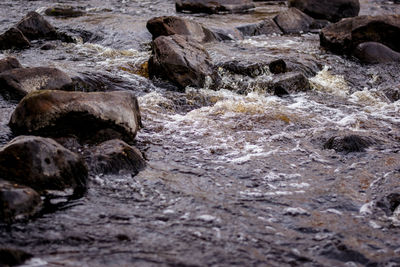 Water flowing through rocks