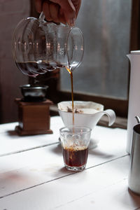 The process of dripping coffee