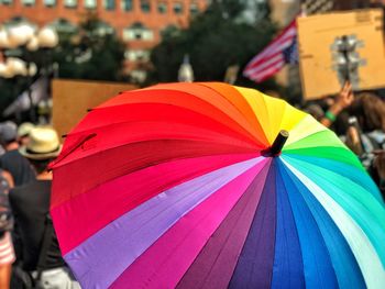 Close-up of multi colored umbrella