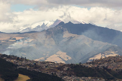 Scenic view of mountains against sky