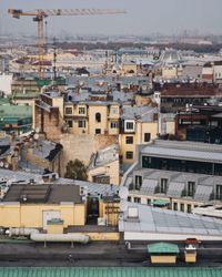 High angle view of buildings in city