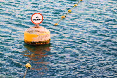 High angle view of ball floating on sea