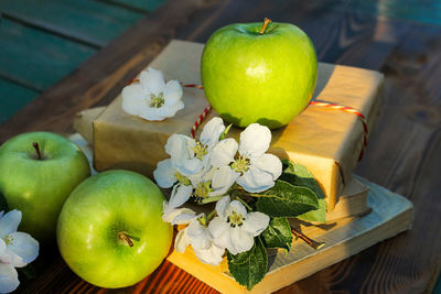 Close-up of apples on table