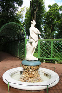 Statue of fountain against trees