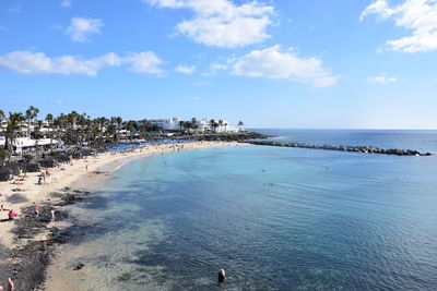 High angle view of beach against sky