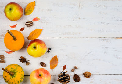 High angle view of fruits on table