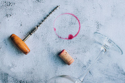 High angle view of sewing machine