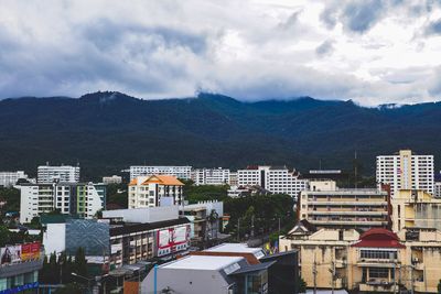 High angle view of townscape against sky