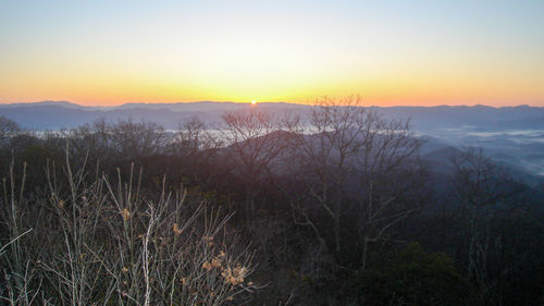 Scenic view of landscape at sunset