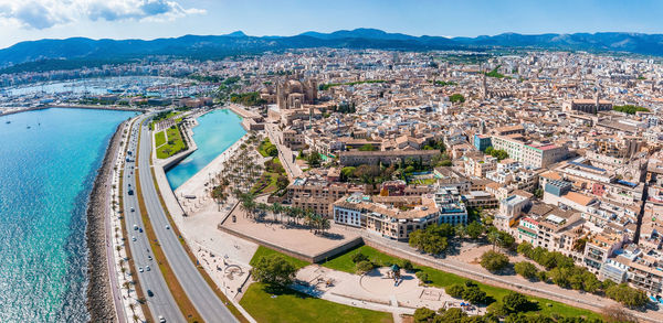 Aerial view of the highway near palma de mallorca