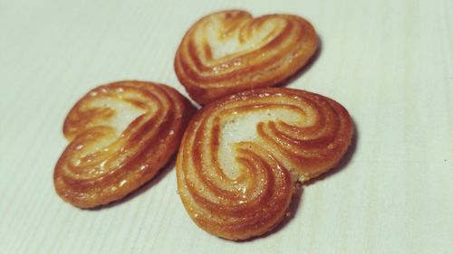 High angle view of dessert on table