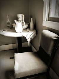 Empty chairs and table