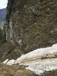 Close-up of rock formation in water