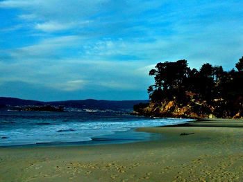 Scenic view of beach against sky