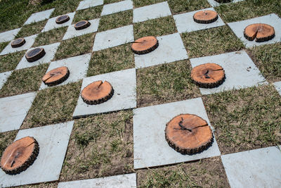  full frame of outdoor life-size checkers board 