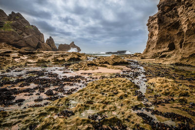 Rock formations at beach