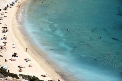 Aerial view of people enjoying at kedros beach