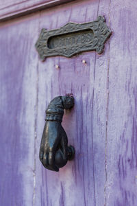 Close-up of closed wooden door