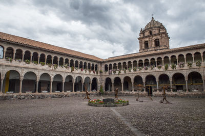 Colonial courtyard in the old town of cusco in peru
