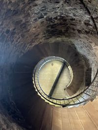 High angle view of spiral staircase