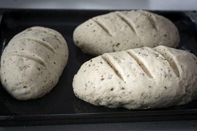 Bread dough ready to be baked at home