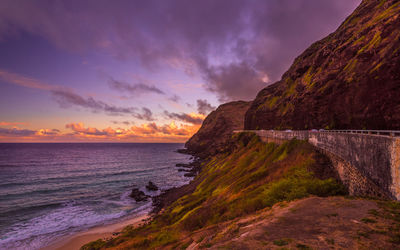 Scenic view of sea against sky during sunset