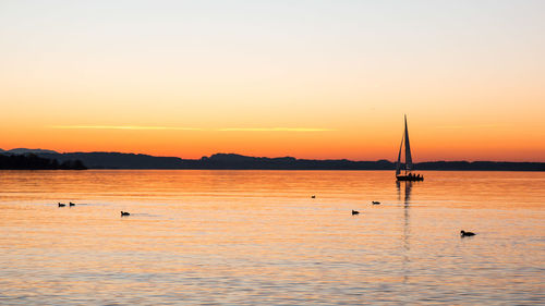 Scenic view of sea against sky during sunset
