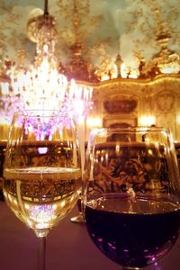 Close-up of wine in glass on table